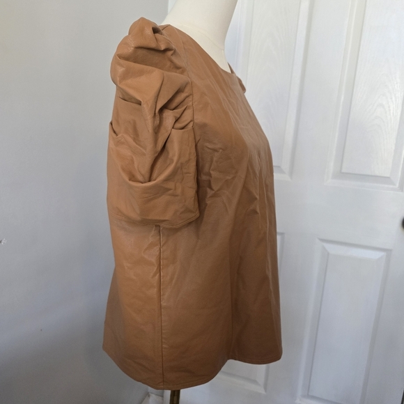 TCEC | Large | Camel Faux Leather Top - Picture 2 of 11